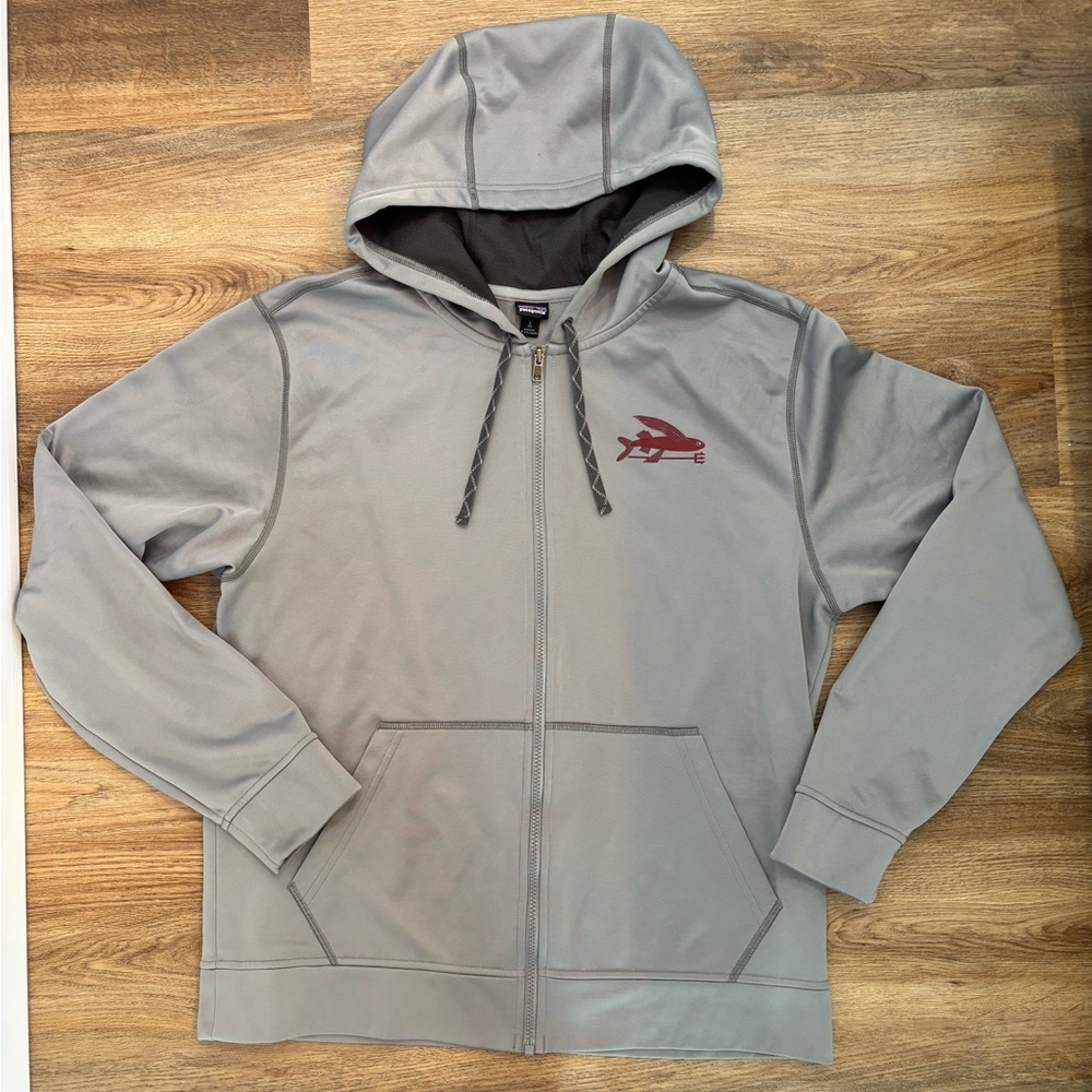 Patagonia men’s zip up sweatshirt (large) flying fish
